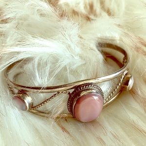 Alpaca Silver & Pink Chalcedony Cuff